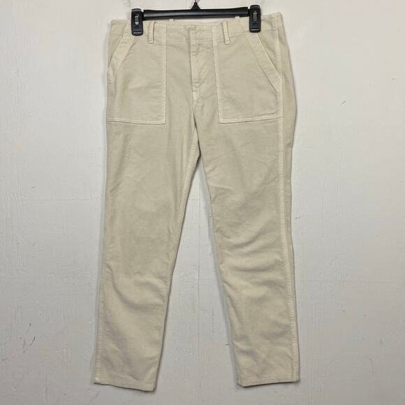 Nili Lotan Pants - Nili Lotan Women's Jenna Ivory Corduroy Slim Tapered Utility Pant Size 4